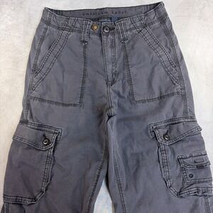 Y2K American Eagle Cargo Pants Womens 2 Short Gray Stretch Utility Multi Pocket